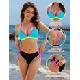 thumbnail image 3 of Women's Bikini Set Two Piece Swimsuit Triangle Top String Mid Rise Bottom Cheeky Bathing Suit, 3 of 15