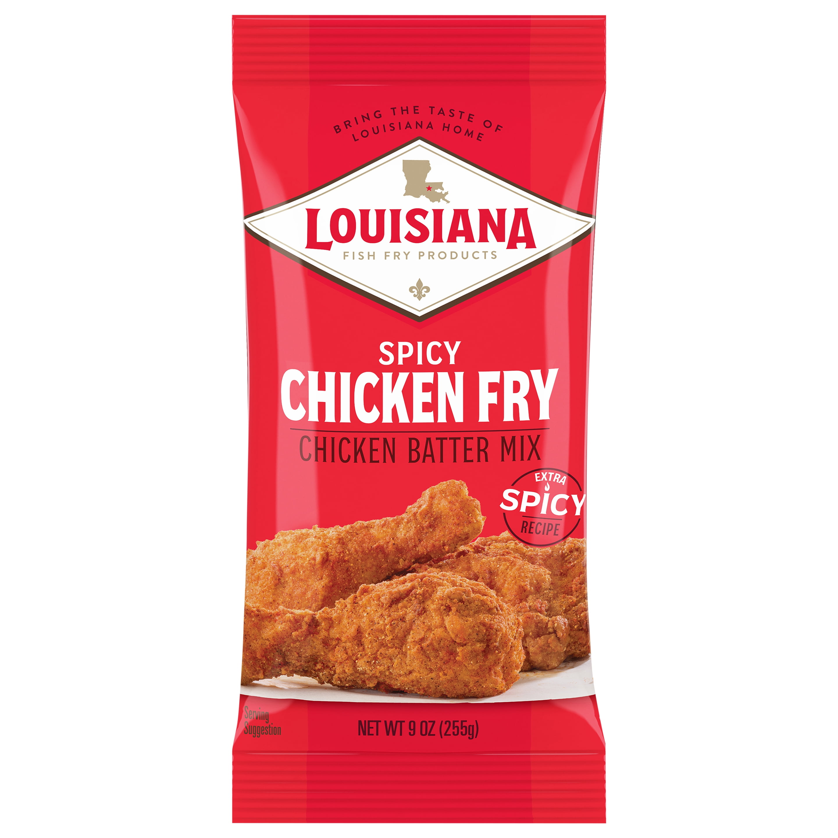 (12 pack) Louisiana Fish Fry Products Crispy Spicy Chicken Fry Coating Powder Mix, 9 oz Bag
