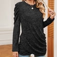 thumbnail image 2 of Yuyuzo Ruffle Sleeve Tops for Women Round Neck Ribbed Twisted Shirts Fall Tunic Tops Solid Color, 2 of 6