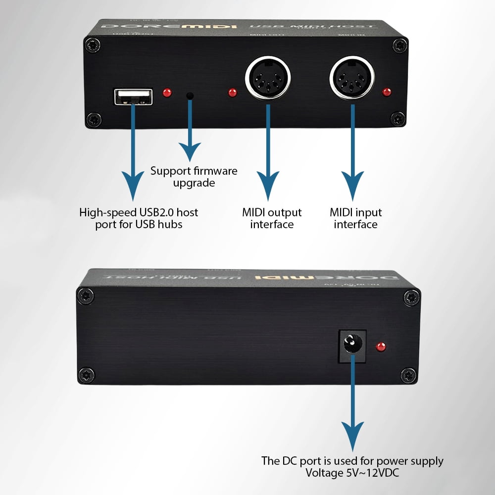 High-Speed USB MIDI Interface Box by DOREMiDi - 1 In 1 Out, 16