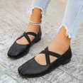 thumbnail image 4 of Women's Split Toe Crisscross Elastic Strap Mary Jane Flats, Soft Faux Leather Slip‑on Casual Walking Shoes for Daily Wear Black 36, 4 of 9