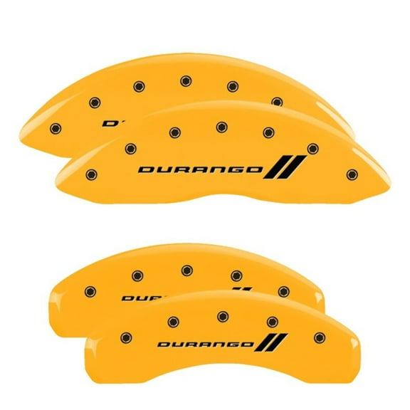 MGP 4 Caliper Covers Engraved Front Rear 11-18 Dodge Durango Yellow Finish Black Durango II Logo - 12204SDGOYL Fits select: 2017-2019 DODGE DURANGO GT, 2014-2016 DODGE DURANGO LIMITED