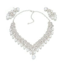 Necklaces Rhinestone and Pearl Jewelry Wedding Necklace and Earrings Set Wedding Dress Earrings Woman
