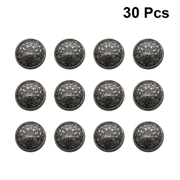 Milisten Black Rugged Metal Buttons for Coat Hollow Sewing Fasteners for Decoration 30Pcs
