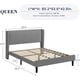 thumbnail image 3 of Queen forrado marco de cama con cabecero, 2 almacenamiento pockets, wingback design, wood slats - no necesita colchón base, noise - free, light gray, 3 of 7