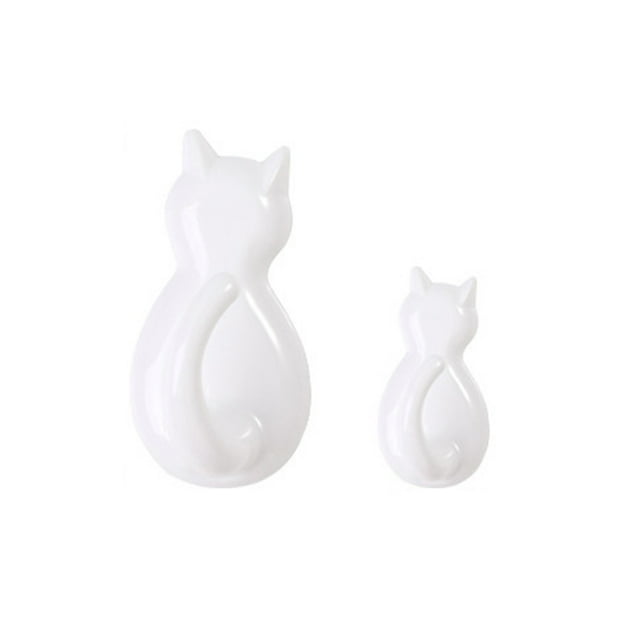 Moyic Gancho en forma de animal ABS de 2 piezas, reemplazo autoadhesivo decorativo sin perforaciones, colgador de llaves de baño de estilo Almacenamiento y organización del hogar Blanco