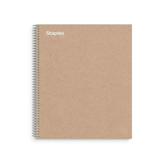 Staples Premium 5-Subject Notebook 8.5" x 11" College Ruled 200 Sheets Brown (TR52122)