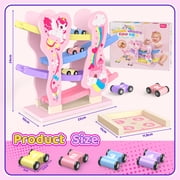 Kids Wooden Track Car Ramp Toys,Girls Unicorn Toy Montessori Toys for 1 2 3 Year Old Toddlers, Race Car Slide Toys,Unicorn Gift for 1-3 Years Old Girls Boy Birthday