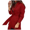 thumbnail image 4 of Abcnature Ladies Casual Long-Sleeved Lapel Button Slender Slim Top Coat Red XL, 4 of 4