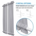thumbnail image 3 of Light Grey Striped Door Curtains for Door Window, French Sidelight Front Back Door Curtains With Tieback, White Simple Neutral Modern Kitchen Rod Pocket Drapes Panel, 54"x40", 3 of 5
