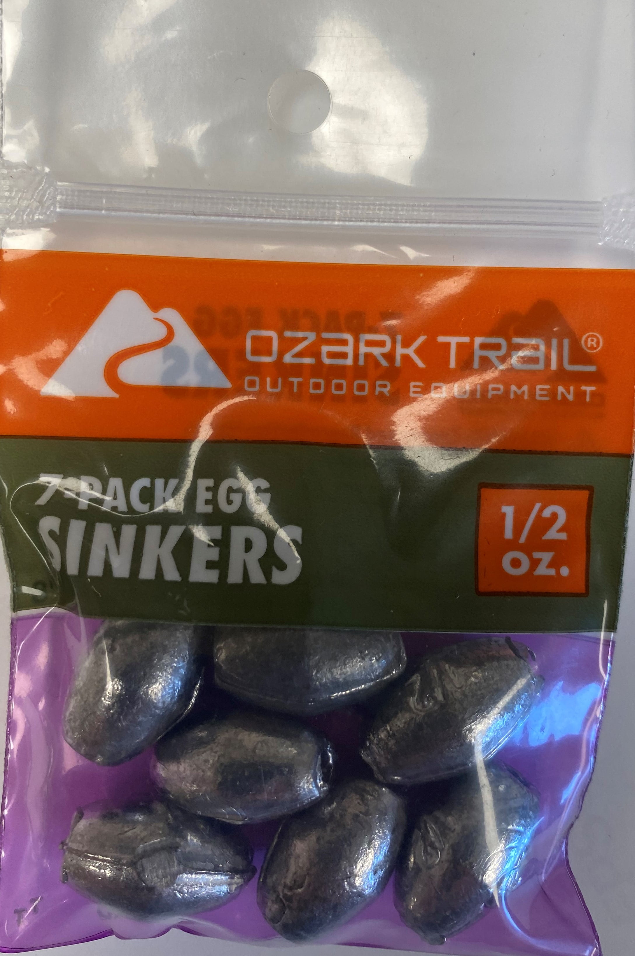 (4 pack) Ozark Trail Egg Sinker Fishing Weights, 1/2 oz, 7 Count