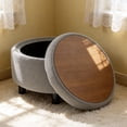 thumbnail image 5 of S-HOME Modern Tufted Fabric 25 Inch Round Storage Ottoman Coffee Table with Tray, Multifunctional Design for Living Room or Bedroom Use, Light Grey, 5 of 11