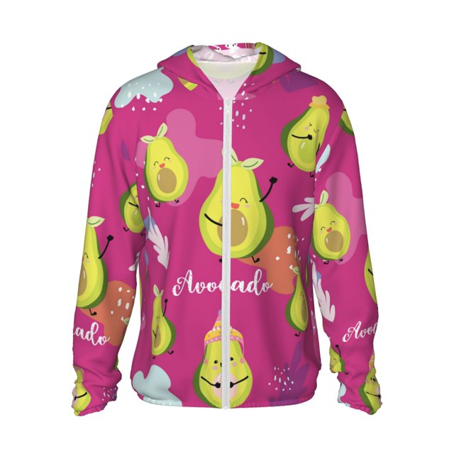 Fotbe Pink Green Avocado Chaqueta con Protección Solar UPF 50+ para Hombre y Mujer, Camisa con Capucha y Bolsillos-3X-Large
