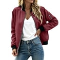 thumbnail image 7 of Perfectbot Women's Classic Bomber Jacket, Zip Up Lightweight Windbreaker with Ribbed Collar Cuffs Hem, 7 of 7