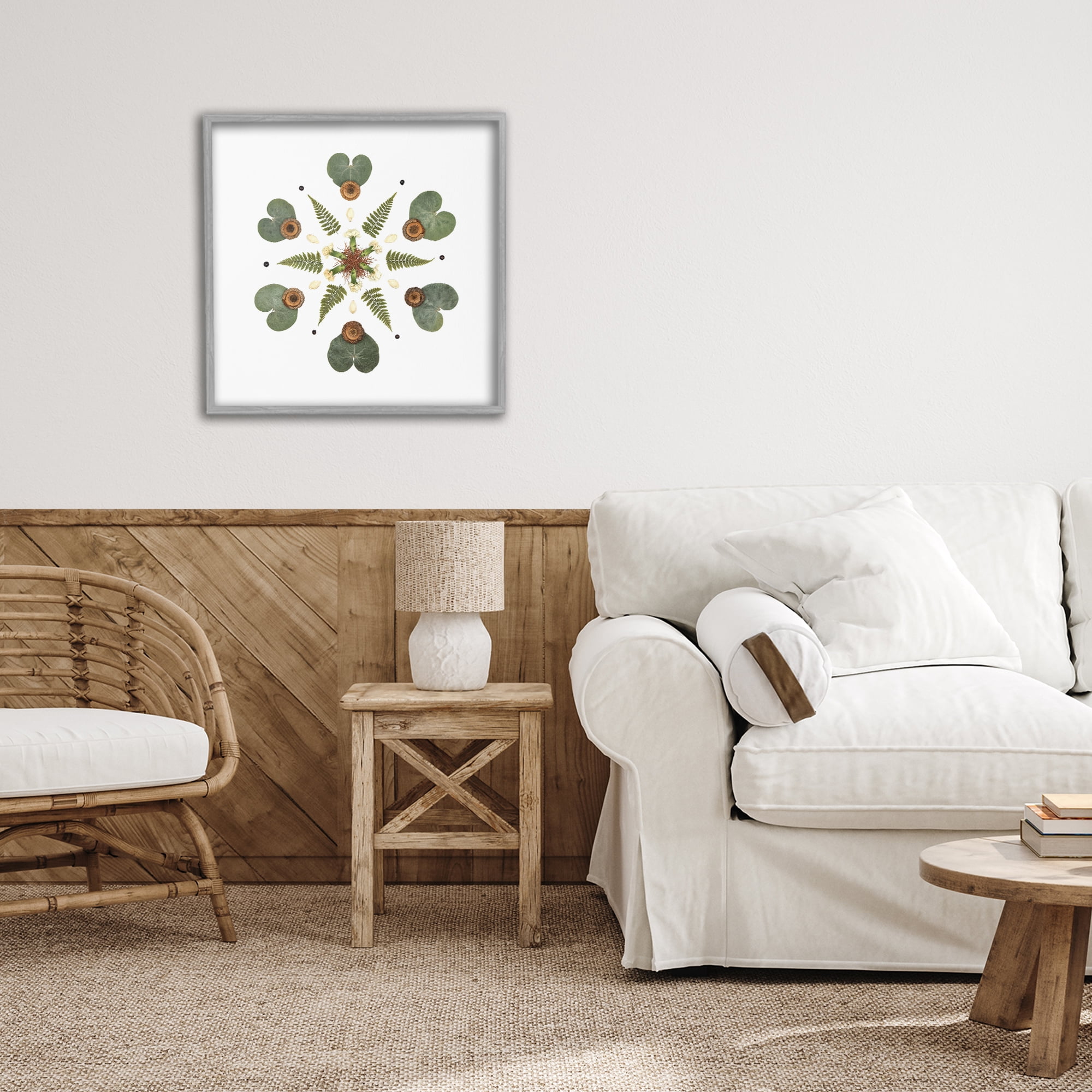 Stupell Industries Lily Pad & Fern Mandala Gray Framed Giclee Art, design by Beth Adoette