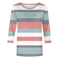 thumbnail image 5 of Cagogo Womens Summer Tops 3/4 Sleeve Round Neck T Shirt Under $5 Plus Size Striped Color Block T Shirts Going Out Black Tunics Outfits Mothers Day Gift, 5 of 5