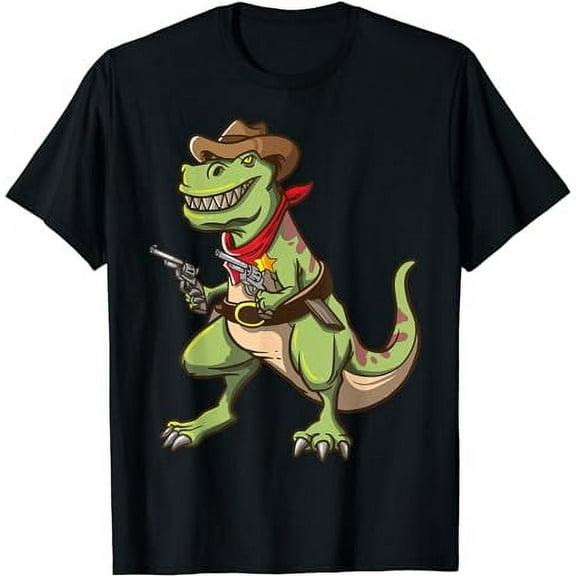 Cowboy T Rex Dinosaur Kids Shirt Wild West Country Boys Gift T-Shirt