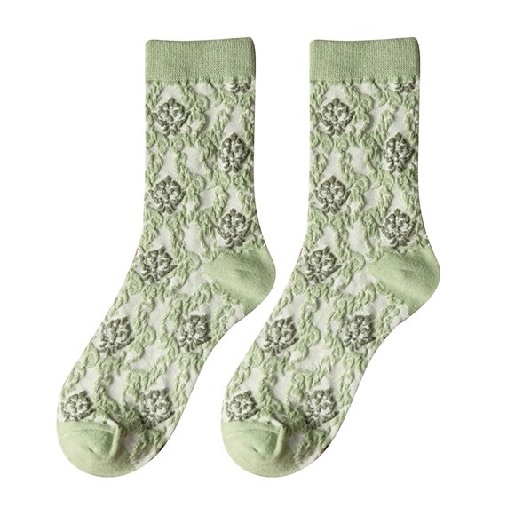 IROINID On Sale Crew Socks for Women Literature And Art Autumn And Winter Medium Socks, Green High Sleeves, Retro Personality, able Socks, Leather Shoes