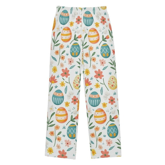 FORMRS Kids Pajama Pants with Pockets Size 6-8Y Boys Lounge Sleep Bottoms, Floral Easter Eggs