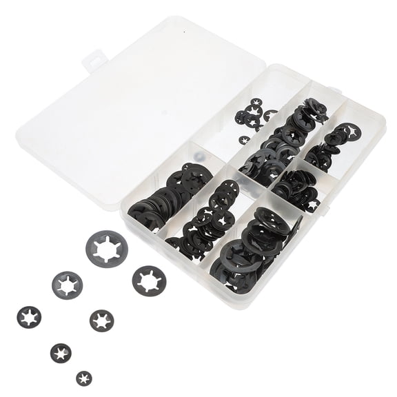 WHAMVOX 260 Pcs Fasteners Lock Washers Assortment Locking Fastener 2.6X2.6X0.1CM Black