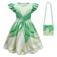 thumbnail image 1 of Little Girls Princess Dress Ruffle Sleeve Summer Cartoon Casual Print Dress With Bag, 1 of 7