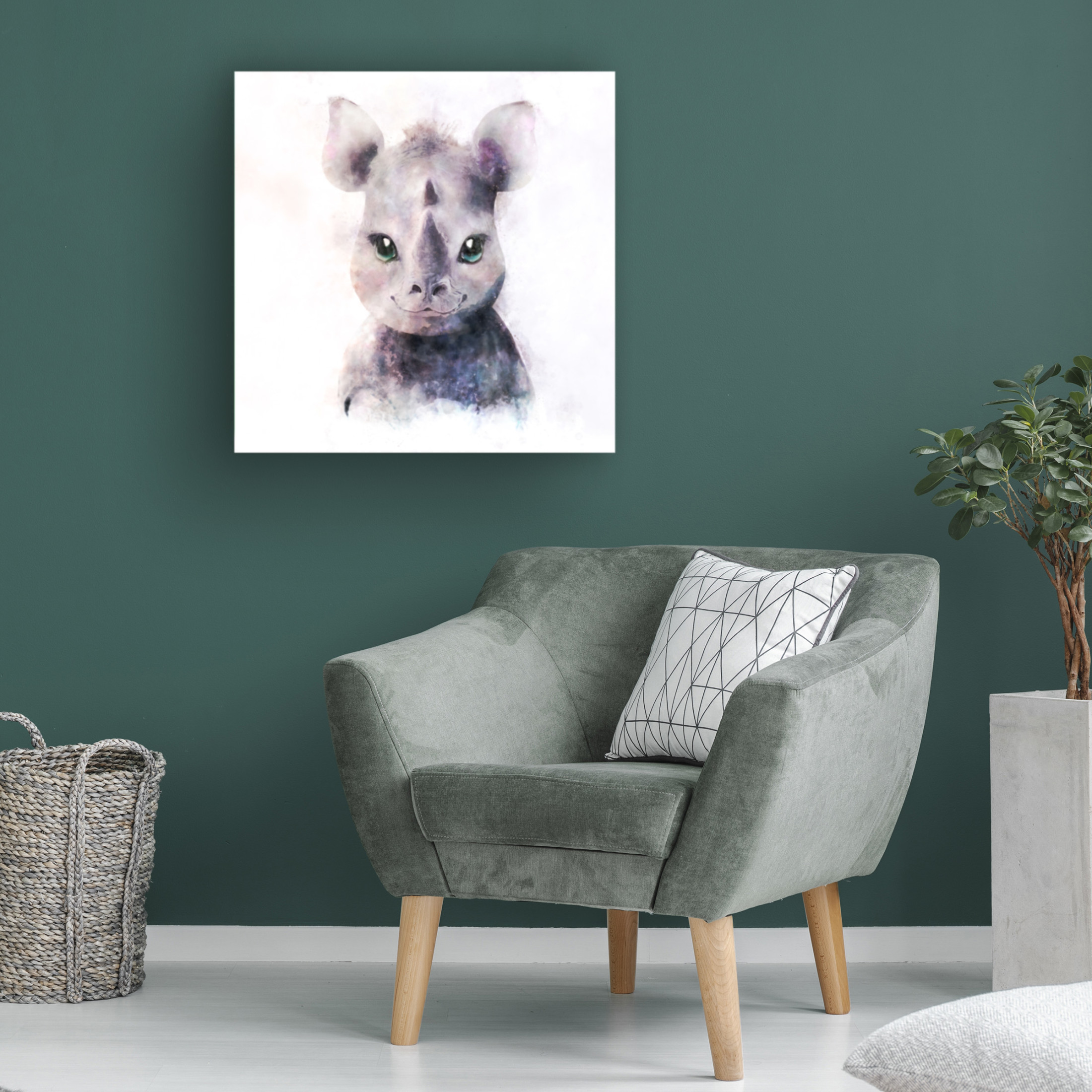 Trademark Fine Art Emel Tunaboylu Baby Rhino Canvas Wall Art