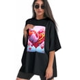 thumbnail image 3 of Plus Size Shirt for Women Black Tops for Women Short Sleeves Shirt for Women Valentine's Day (24) T Shirt Crewneck Shirt for Women XL, 3 of 5