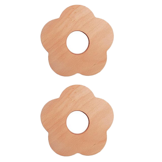 Shisuyan 2Pcs Flower Modeling Cup Mats Unique Wooden Coasters Heat Resistant Cup Cushions
