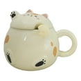 thumbnail image 5 of Whimsical Yellow Chubby Feline Kitty Cat Cup Mug With Lid And Stirring Spoon, 5 of 10