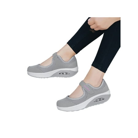 

Fangasis Women s Comfort Working Nurse Shoes Adjustable Breathable Wedges Slip-on Walking Sneaker US Size 4.5-11