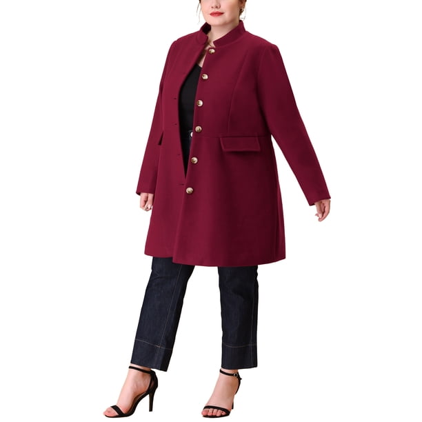Abrigo largo de talla grande Agnes Orinda para mujer elegante invierno rojo 4X