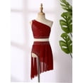 thumbnail image 3 of Riismen Kids Girls Lyrical Dance Dress Crop Tops with Skirt Leotard Ballet Dance Outfits Ballroom Dancewear Burgundy 8, 3 of 6