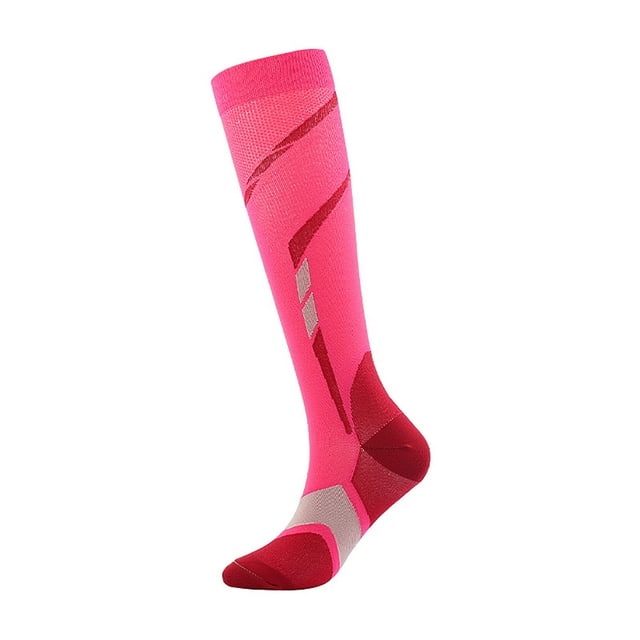 Red Compression Socks For Men And Women Fitness Exercise Pressure Massage Yoga Leg Running Socks Nylon Fabric In Red Color Large Size Foot Size 39-45