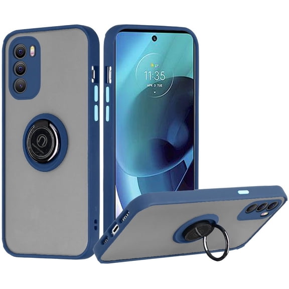Bemz Hybrid Case for Moto G Stylus 5G 2022 (Magnetic Mount Ring Holder Cover) - Navy Blue