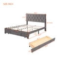 thumbnail image 3 of Queen Size Upholstered Bed Frame, Platform Bed Frame with Storage Drawers, Queen Size Bed Include Velvet Headboard Wingback and Strong Wood Slats Support, No Box Spring Needed, Gray, 3 of 7