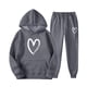 thumbnail image 1 of Gibobby Conjunto de Pantalones para Mujer Conjunto de sudadera con capucha de invierno para mujer, chándal informal de terciopelo con corazón de amor de Color(Gris,XL), 1 of 2