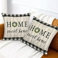 thumbnail image 5 of Spring Home Sweet Home Pillow Cover 16x16 Set of 2, Rustic Buffalo Plaids Wood Throw Pillow Covers Spring Wreath Farmhouse Decorative Linen Cushion Cases for Home Sofa Outdoor Decor, 5 of 6