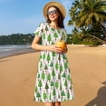 thumbnail image 4 of Haiem Christmas Trees Pattern Women's Short-Sleeve Scoop Neck Swing Dress, 4 of 6