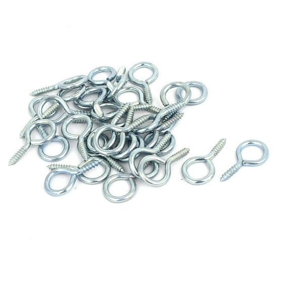 Unique Bargains Garden Vine Wire 2mm Thread Dia Screw Eye Hook Silver Tone 32Pcs