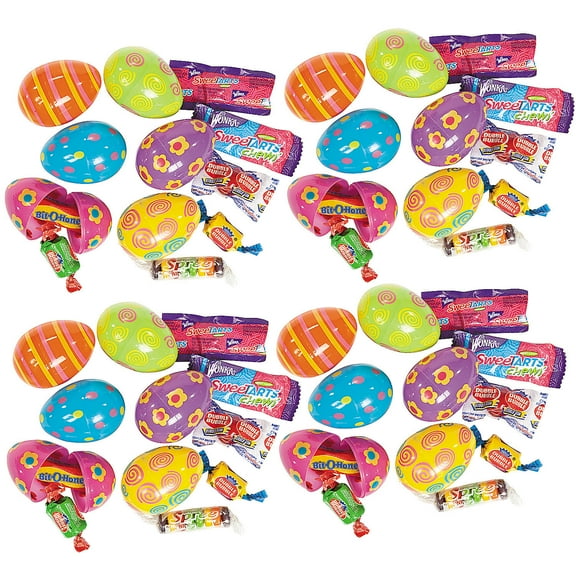 2 1/4" Bulk 144 Pieces Candy-Filled Bright Printed Plastic Easter Eggs
