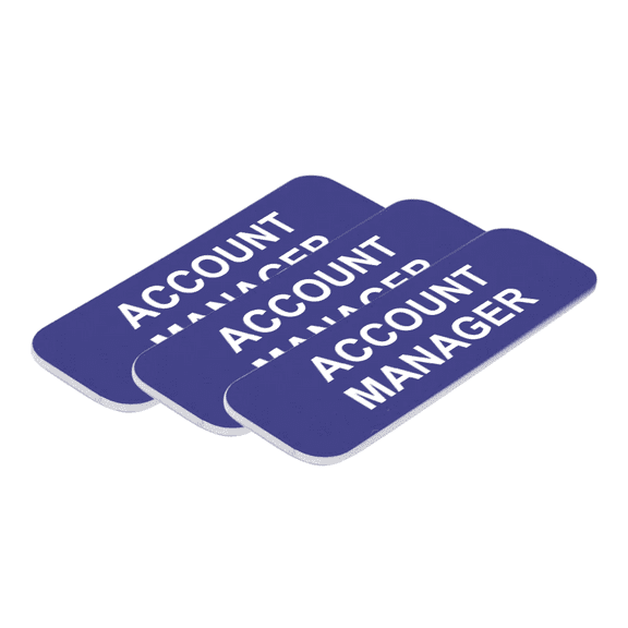 Account Manager 1 x 3" Name Tag/Badge, Blue, (3 Pack)
