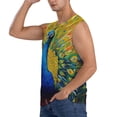 thumbnail image 3 of Lsque Peacocks Print Men's Cotton Blend Sleeveless Muscle Shirts (S-3XL)- Moisture Wicking, Odor Protection, UPF 30+,Large, 3 of 8