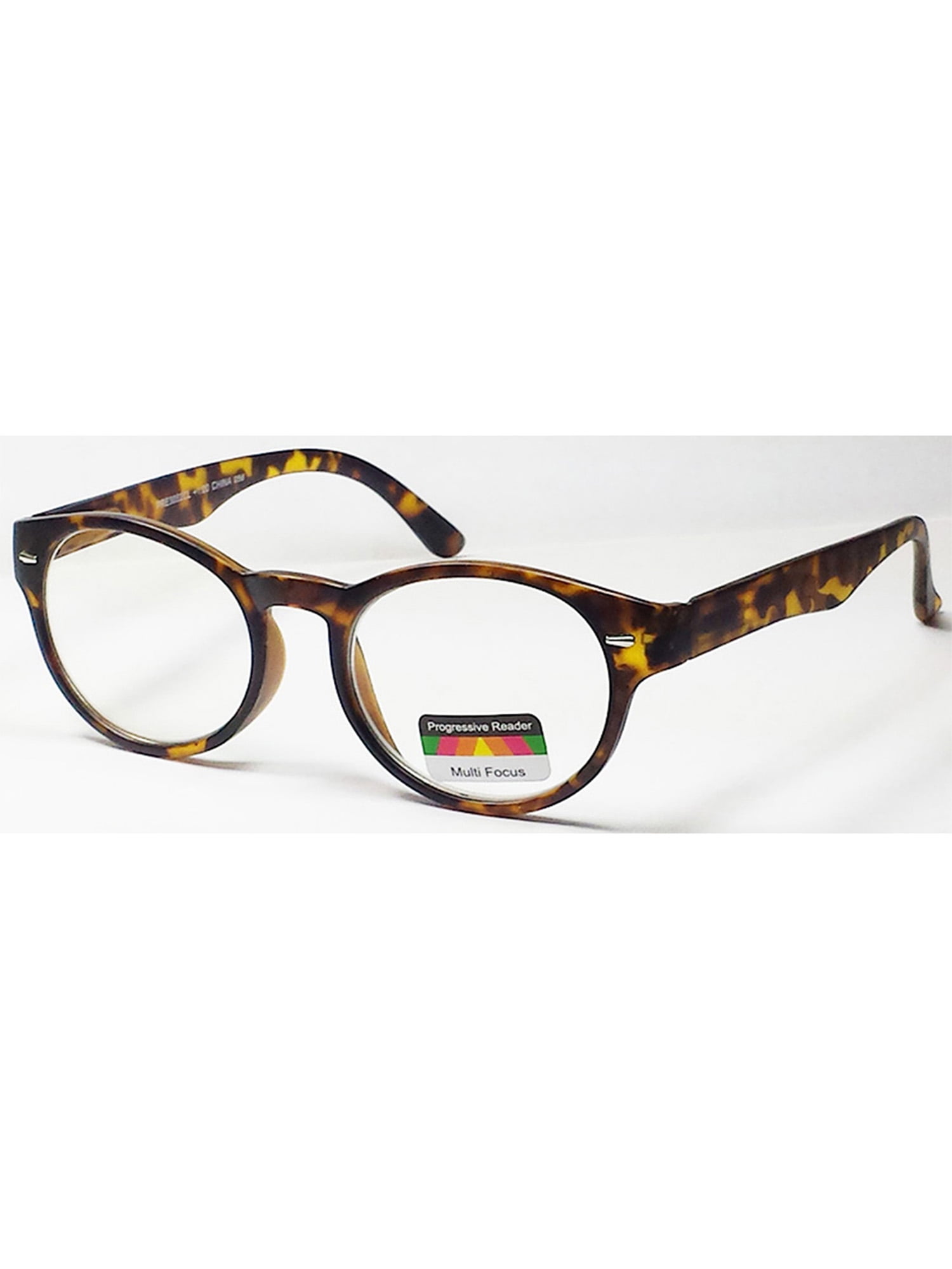 Multi Focus 3 in 1 Progressive Reading Glasses Oval Matte Tortoise +1.