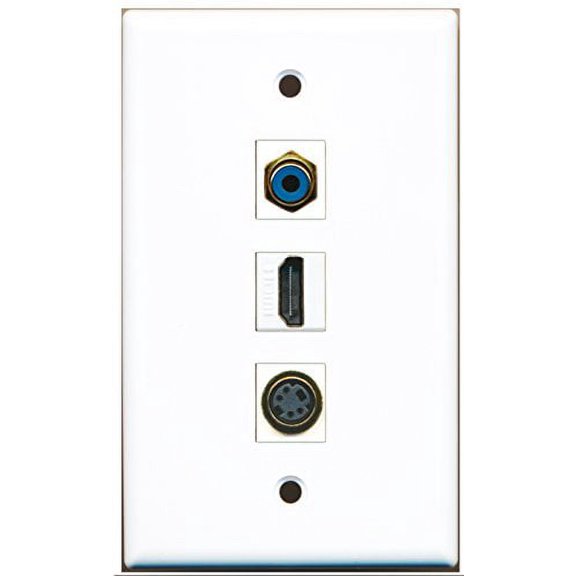 RiteAV - 1 Port HDMI and 1 Port RCA Blue and 1 Port S-Video Wall Plate