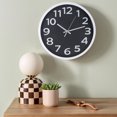 thumbnail image 2 of REGALWOVEN Silent Non-Ticking Modern Battery Operated Wall Clock for Kitchen and Living Room Black-1 12 Inch, 2 of 6