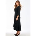 thumbnail image 3 of Roaman's Women's Plus Size Stretch Knit Faux Wrap Flounce Sleeve Midi Dress, 3 of 3