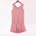 thumbnail image 2 of Defitshape Women's Cute Plus Size Pajama Set Soft Pjs Cotton Sleeveless Short 2 Piece Lightweight Thin Tank Summer Loose Sleepwear Dark Pink Medium, 2 of 4