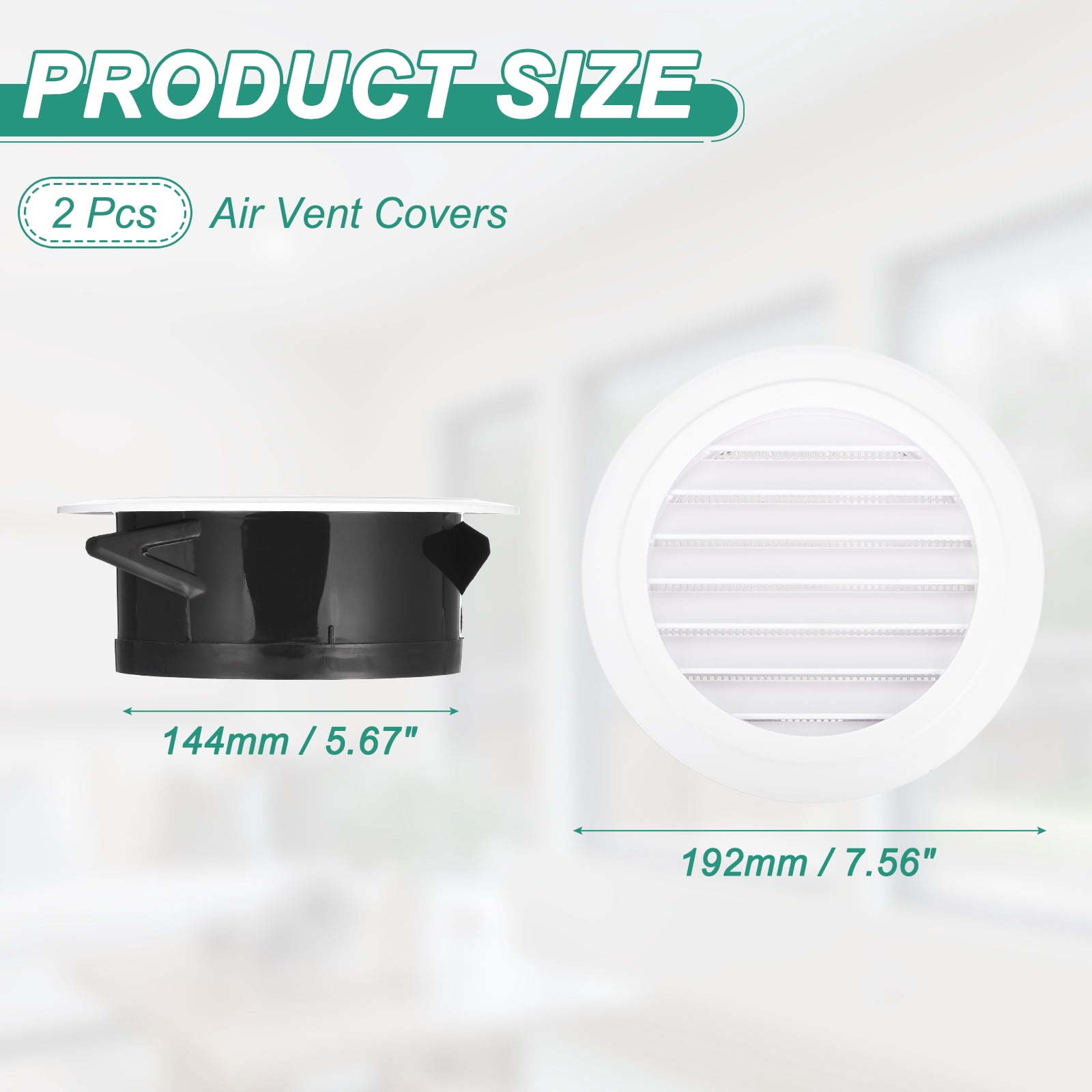 Uxcell 2pcs Soffit Vent 6" ABS Louvered Exhaust Vent Grille Cover Ceiling Diffuser with Built-in Screen Mesh for Home Bathroom Office Kitchen Ventilation System