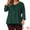 Dark Green, variant on Women's Plus V Neck 3/4 Sleeve Botanical Print Blouse Tunic Top 4X Navy Blue