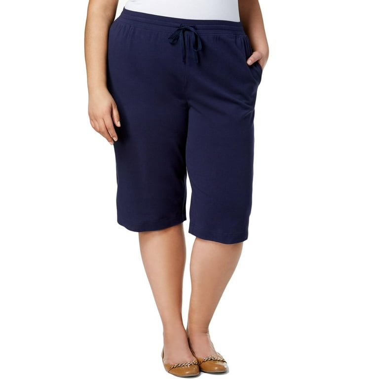Karen Scott Sport Womens Plus Fitness Yoga Capri Pants Navy 3X